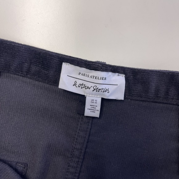 & Other Stories (10) Corduroy Mini A-Line Skirt Navy Blue - Picture 6 of 9